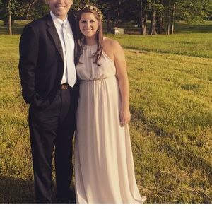 Show Me Your Mumu Heather Halter Dress in Beige